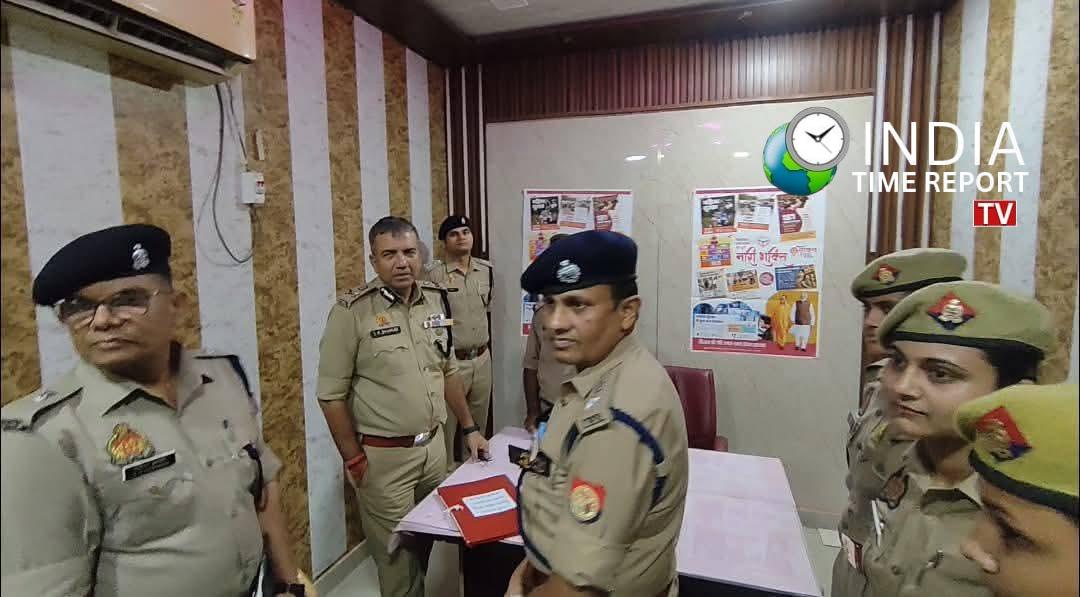 ADG SK Bhagat inspecting Sadabad Police Station in Hathras