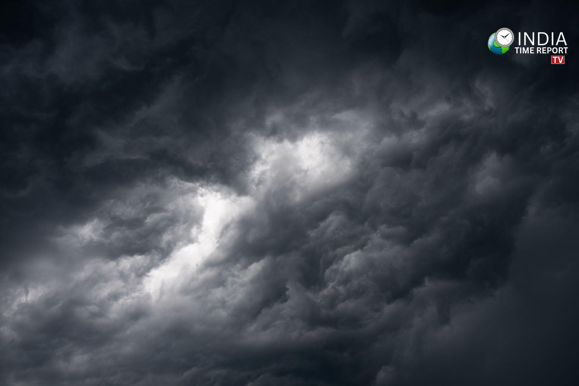 Alt Text: Dark monsoon clouds over Uttar Pradesh | Representative Image