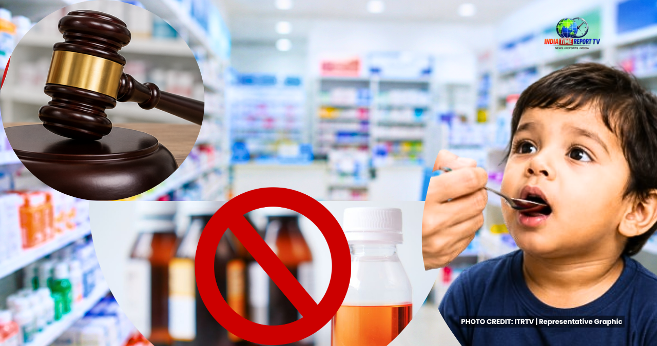 Government of India representative graphic on banned cold medicine for children under 4 years.