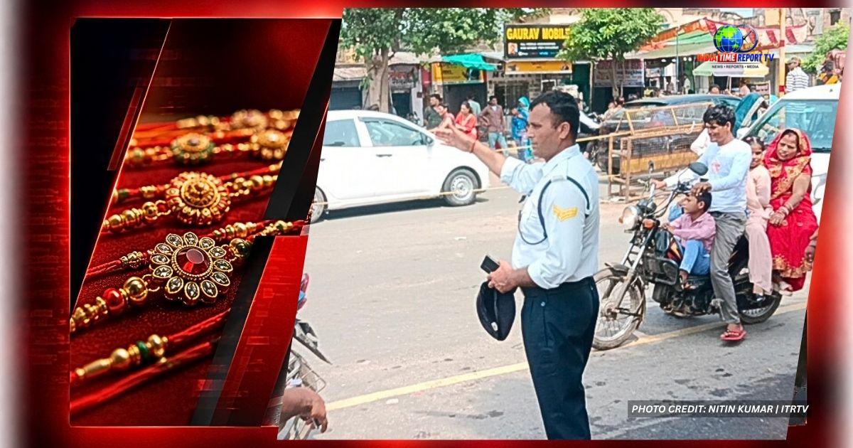 रक्षाबंधन पर सादाबाद के मुरसान चौराहे पर पुलिस सुरक्षा व्यवस्था