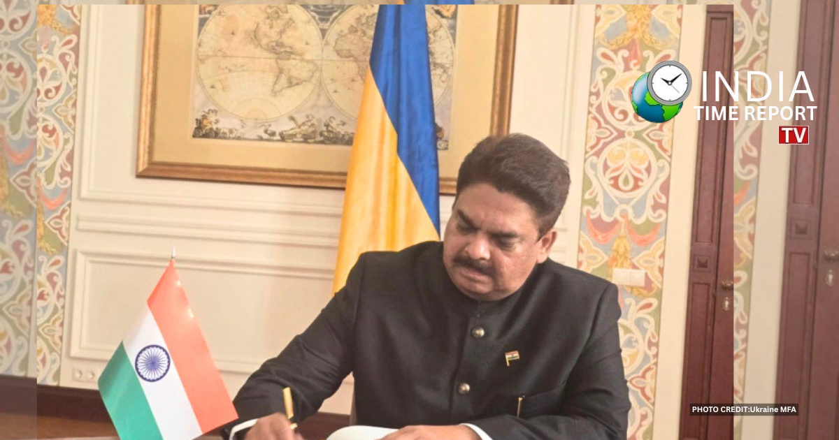 Indian Ambassador Anjani Kumar meeting Ukrainian Deputy Foreign Minister Oleksandr Mischenko