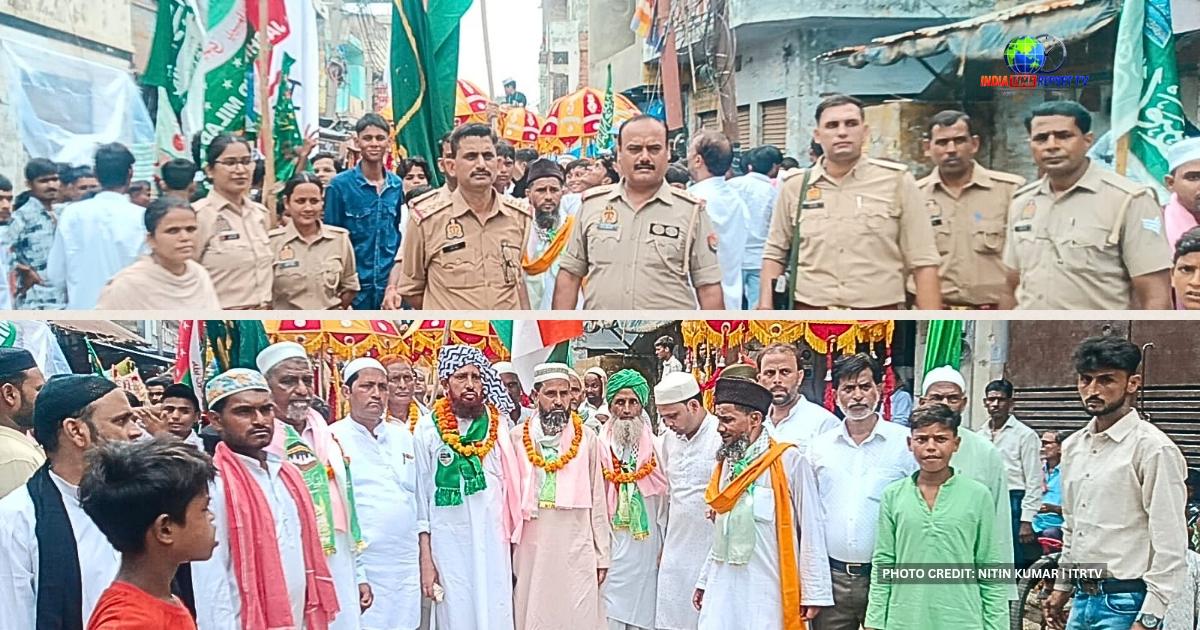 सादाबाद में ईद मिलादुन्नबी के जुलूस के दौरान पुलिस और लोग