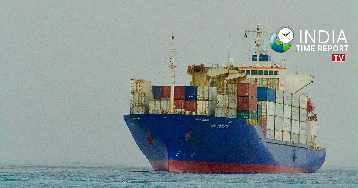 Representative container ship in the Red Sea used for an official news report on the attack on Indian-flagged vessel MSV Faize Noore Oliya.